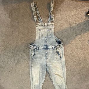 Old navy distressed light wash overalls